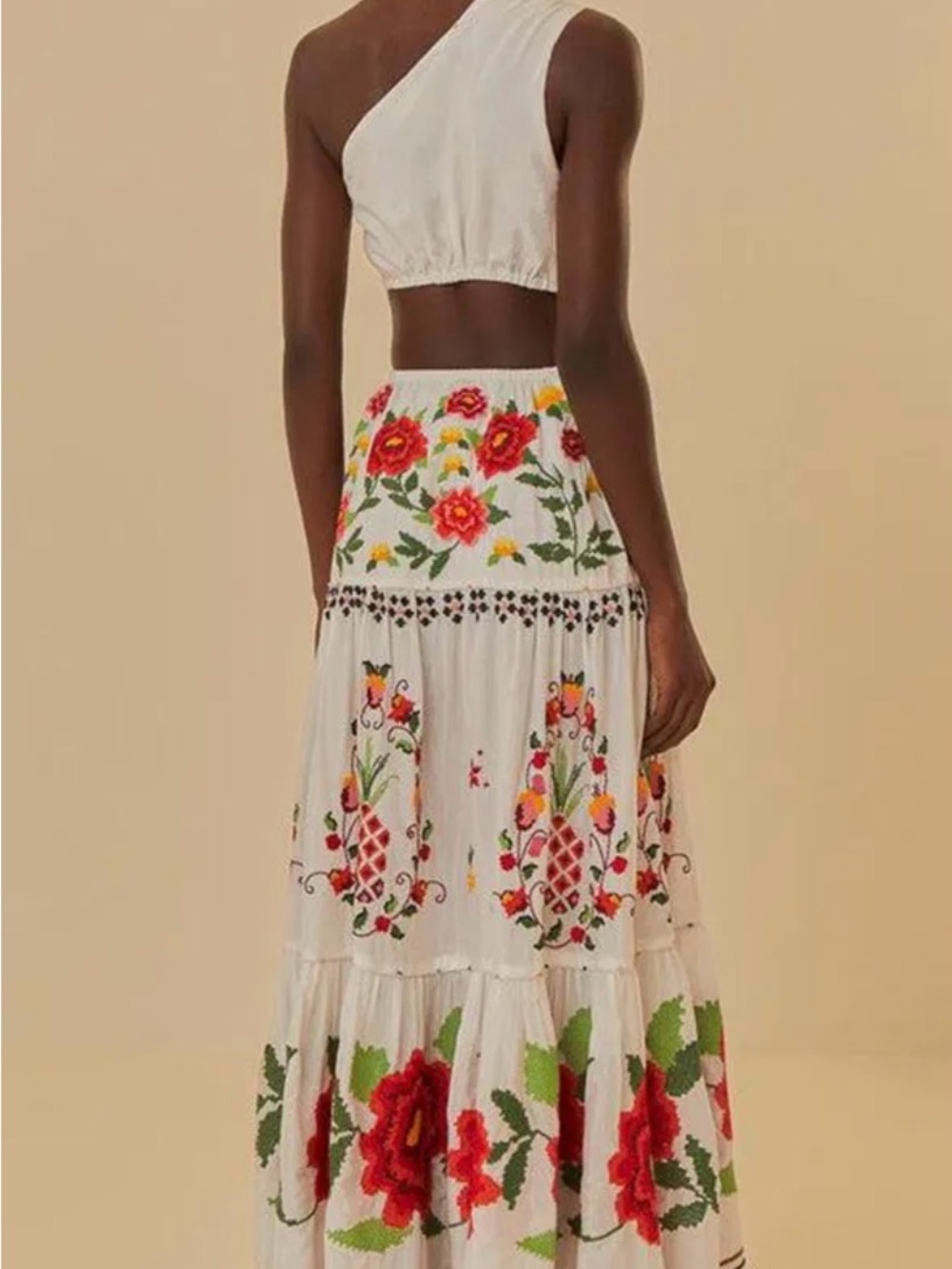 FARM Rio White One-Shoulder Embroidered Floral Maxi Dress - Picture 3 of 3